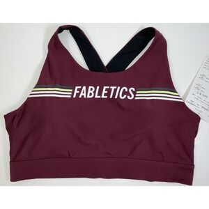 NWOT Women's Fabletics No Bounce High Impact Sports Bra w/ Logo Oxblood Plus 2X